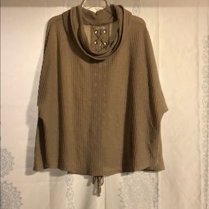 Plus Size Tan Sweater with Crisscross Back